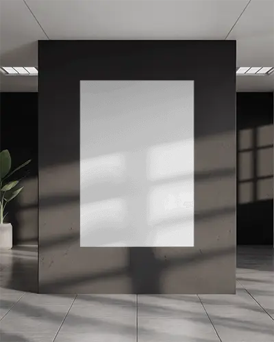 Clean Artwork Poster Mockup Displayed On Solid Wall In Stylish Architectural Space