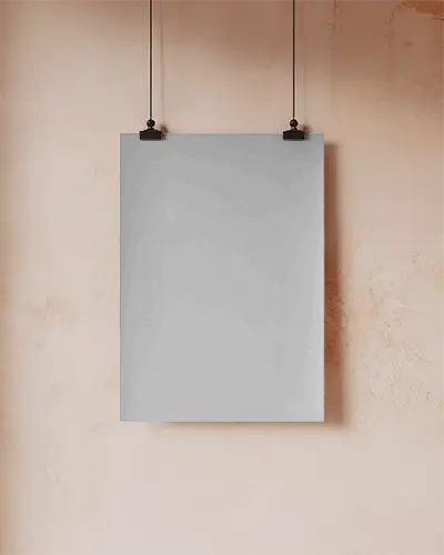 Hanging Poster Mockup With Clips On Rough Wall For Creative Showcase Use