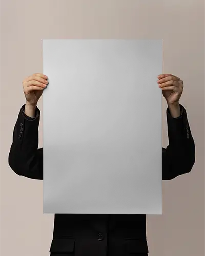 Portrait Poster Mockup With Blank Design Space Handheld By Individual In Jacket