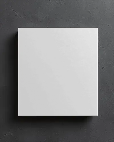 Square Brochure Mockup On Dark Grey Stone Surface With Subtle Leaf Accents Clean Natural Light Flat Lay Scene Minimal Health And Wellness Presentation Layout