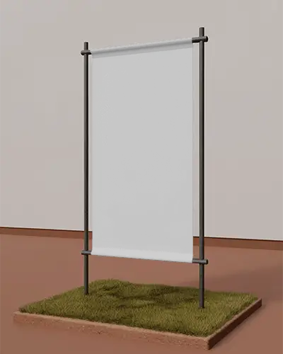 modern-banner-poster-mockup-with-metal-pole-frame-on-grass-for-marketing-showcase