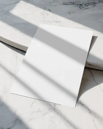 Elegant Poster Mockup On Minimalist Marble Surface With Natural Light Shadow Effect