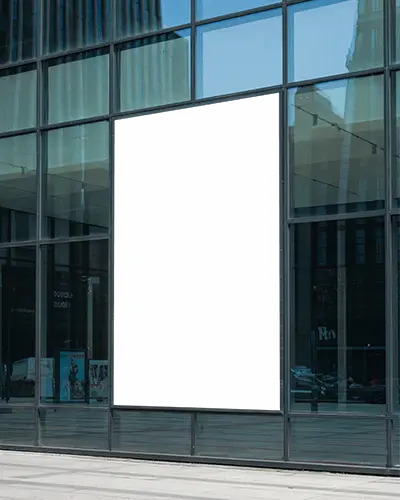 Large Vertical Poster Mockup Exterior Window Glass Wall For Creative Marketing