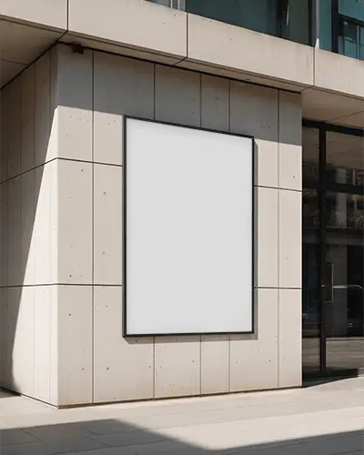 Sleek Urban Commercial Wall Mounted Poster Mockup In Professional City Environment