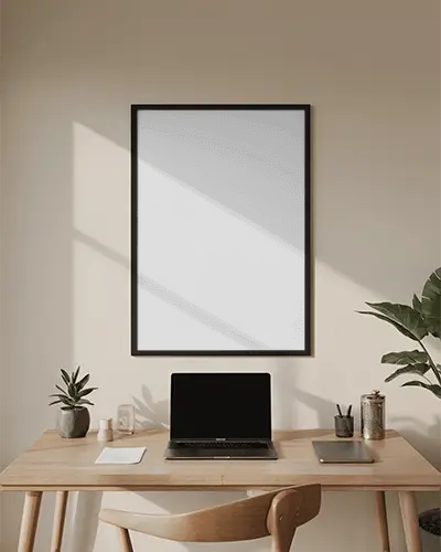 sleek-workspace-poster-frame-mockup-simple-desk-layout-clean-wall-background-setup