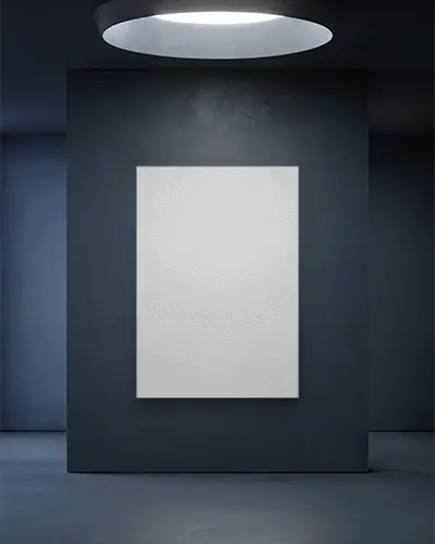 Sleek Gallery Style Poster Mockup On Textured Wall With Focus Lighting For Artwork Presentation