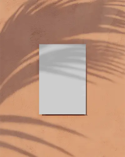 Minimalist Vertical Poster Mockup With Natural Shadow On Textured Wall Background