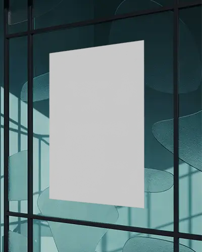 Interior Office Window Poster Mockup For Promotional Material Visual Presentation