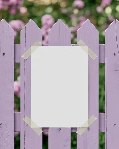 Outdoor Poster Mockup On Picket Fence Ideal For Seasonal Promotions Or Community Events