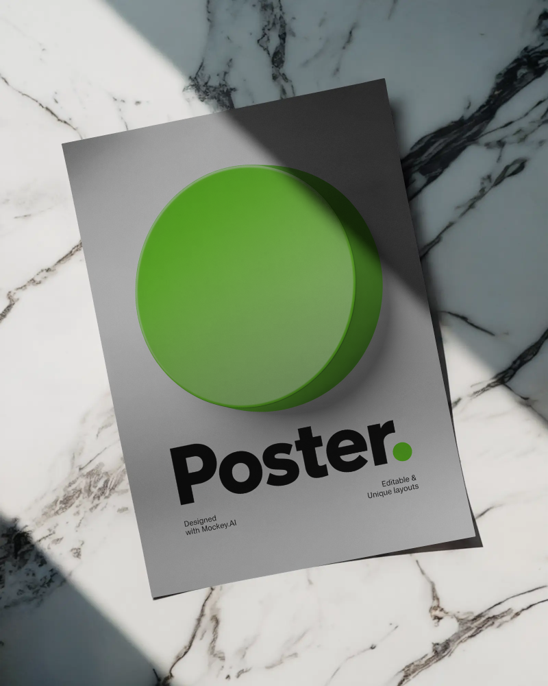 High Quality Blank Poster Showcase On Marble Background Photorealistic Stylish Design