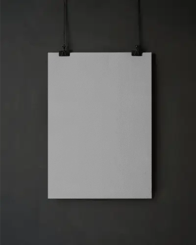 Minimalist Blank Poster Mockup For Creative Advertisement Or Art Presentation With Hanging Clips