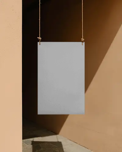 Hanging Minimalist Poster Mockup For Brand Presentation And Creative Showcase