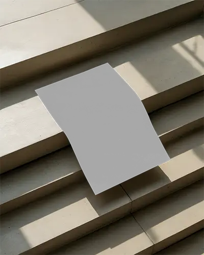 Modern Poster Mockup On Geometric Staircase Showcasing Clean Lines And Natural Sunlight