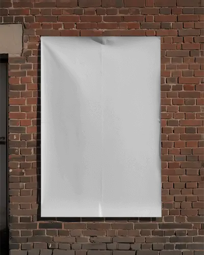 Urban Brick Wall With Blank Poster Mockup For Street Art And Advertisement