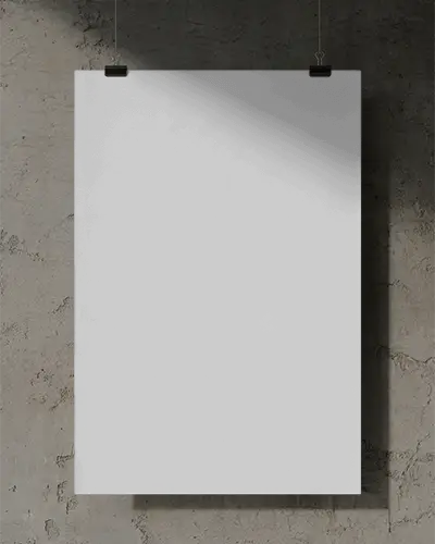 Blank Hanging Poster Mockup On Textured Wall For Realistic Presentation And
