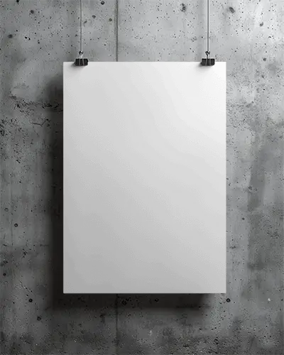 Blank Hanging Poster Mockup On Textured Concrete Wall For Design Presentation