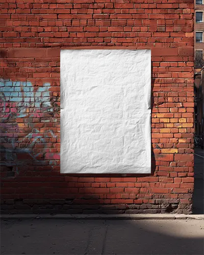 Empty Urban Wall Poster Mockup With Crumpled Paper Ready For Design Showcase