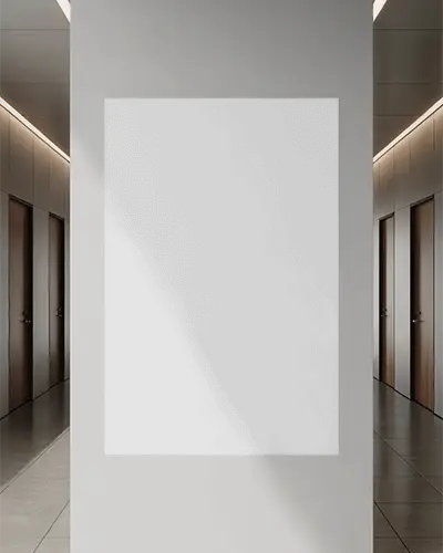 Modern Office Corridor With Minimalist Poster Mockup For Creative