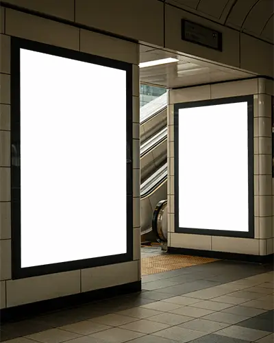 Large Urban Advertisement Poster Mockup For Creative Promotion And Brand Marketing In Station