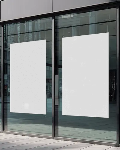 Hanging Poster Mockups For Storefront Glass Windows Perfect For Retail Marketing
