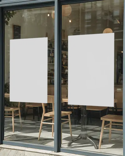Window Poster Mockup For Retail Storefront Display Bright Clear Glass Windowpanes