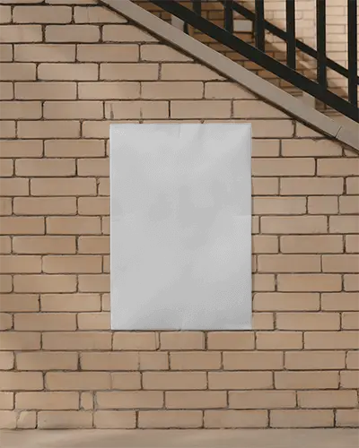 Urban Brick Wall With Poster Mockup Under Staircase For Creative Display And Design