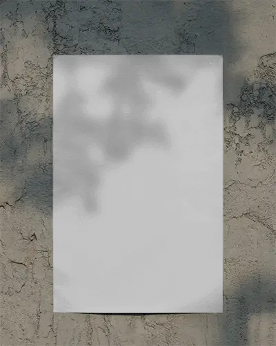 Vertical Outdoor Poster Mockup With Textured Background And Natural Light Shadows Effect