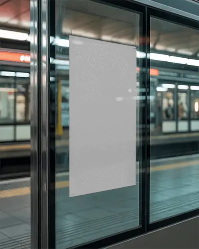 Subway Station Poster Mockup Modern Urban Advertising Display Glass Panel Design