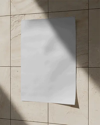 Realistic Poster Mockup On Textured Tiled Wall With Natural Light And Shadow