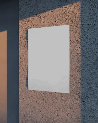 Minimalistic Poster Mockup Attached To Rough Wall Under Controlled Lighting
