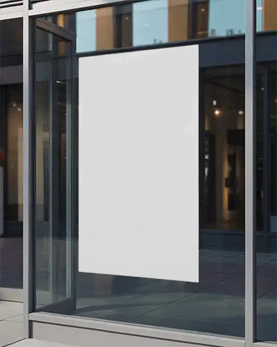 Urban Glass Storefront Poster Mockup Showcasing Creative Advertising And Marketing Materials