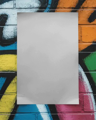 Urban Poster Mockup On Brick Wall With Abstract Colorful Graffiti Background Design