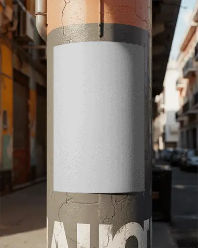 Street Poster Mockup On Urban Pillar For Advertising Promotion Design Display