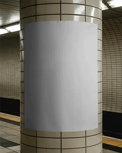Subway Column Blank Poster Mockup Urban Public Transportation Advertising Space