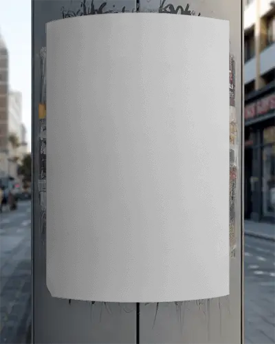 Realistic Street Poster Mockup On Curved Wall For Promotional Visual Display