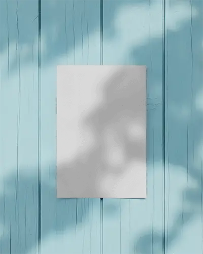 Vertical Outdoor Poster Mockup On Distressed Wooden Background With Natural Shadows