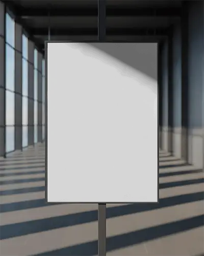 High Resolution Poster Mockup Display In Spacious Open Contemporary Venue