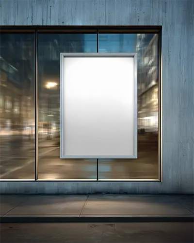 Realistic Photo Frame Poster Mockup For Digital Print Advertisement Showcasing Business Graphics