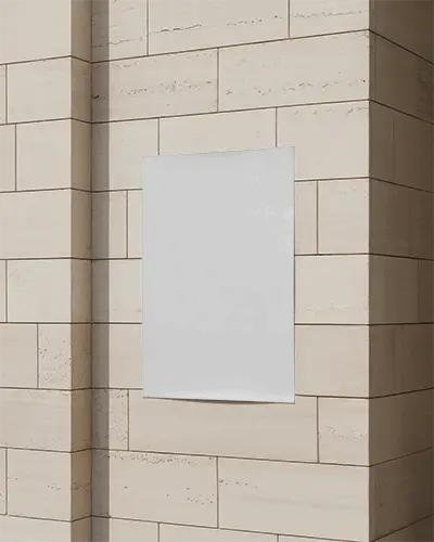 Modern Minimalist Poster Mockup On Textured Brick Wall Outdoor Advertisement Display