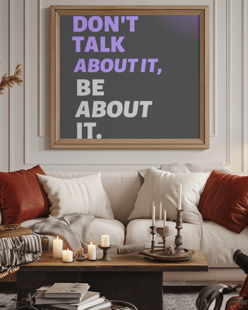 Vintage Living Room Poster Mockup Candles And Deep Warm Colored Pillows