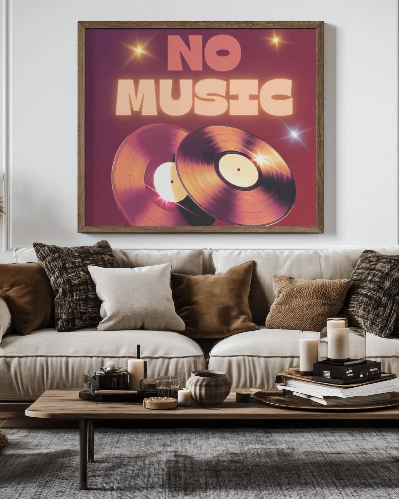 Cozy Living Room Poster Mockup Soft Pillows And Warm Toned Decor