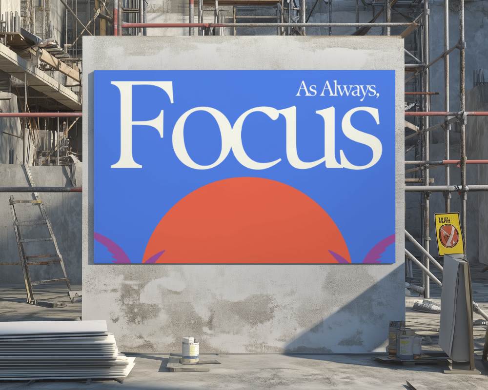 Unfinished Construction Site Poster Mockup Industrial Backdrop And Scaffolding