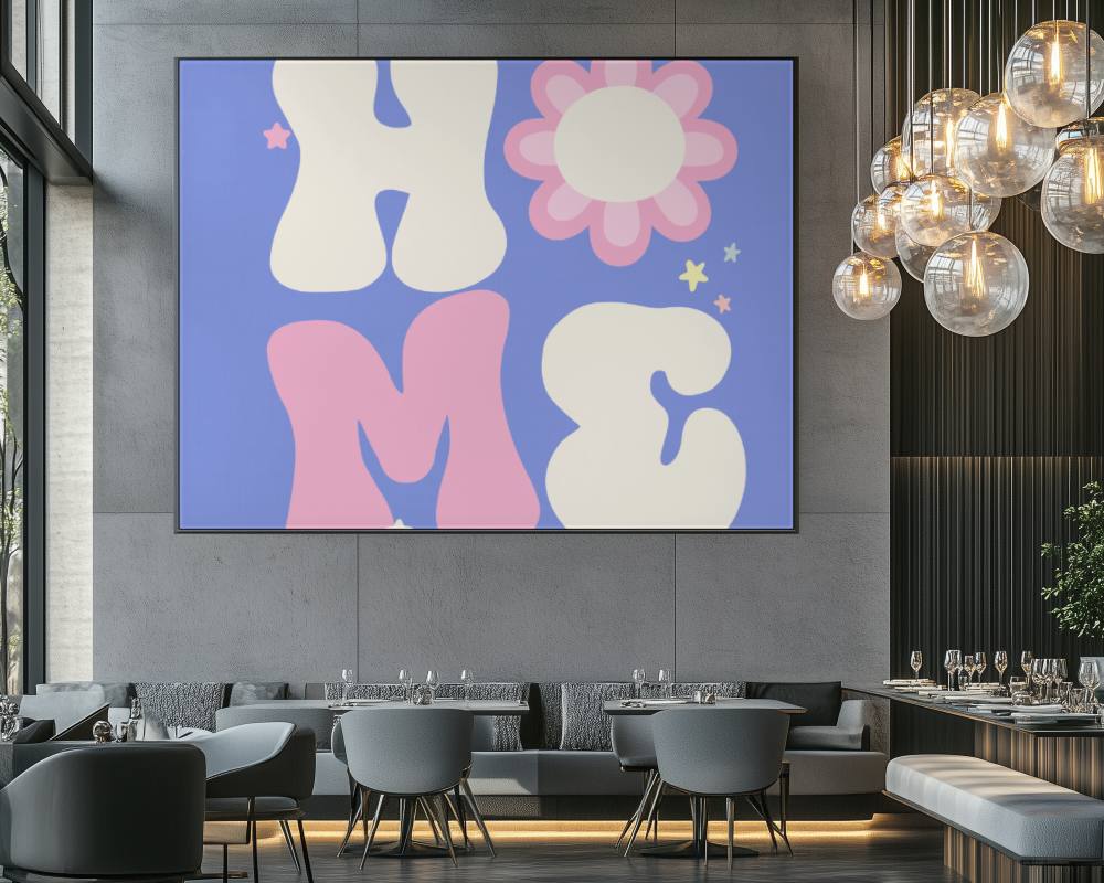 Elegant Restaurant Poster Mockup Large Frame With Modern Light Fixtures
