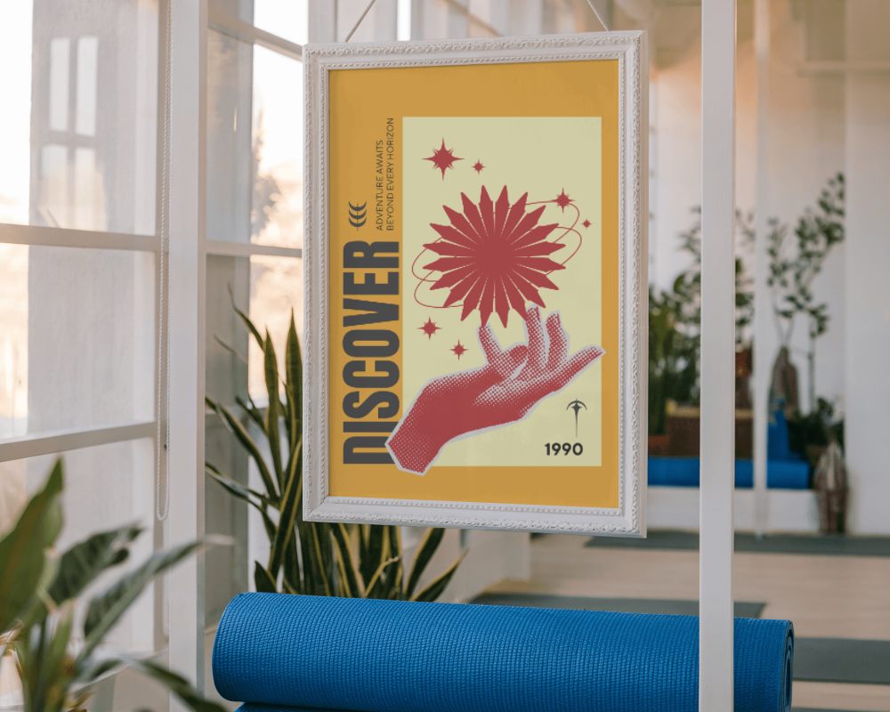 Bright Window Poster Mockup With White Frame In Modern Interior With Natural Light