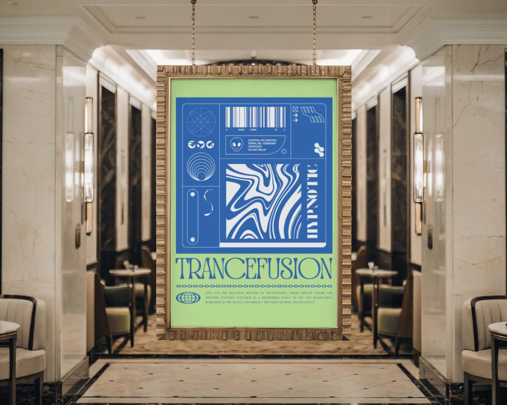 Luxury Hallway Poster Mockup In Golden Frame With Elegant Lighting And Marble Flooring