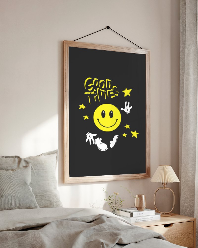 Bedroom Poster Mockup Hanging Framed In A Minimalist Cozy Interior