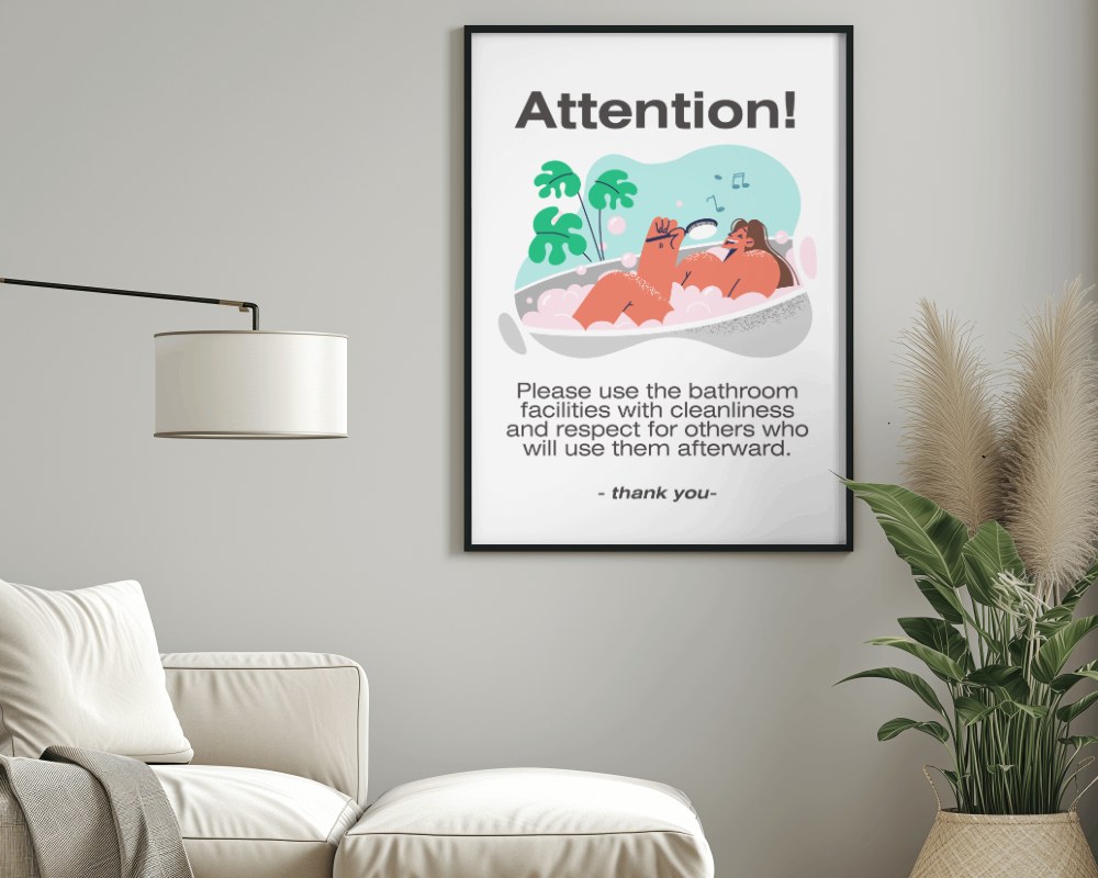 Framed Poster Mockup With Planter And Sofa In Front