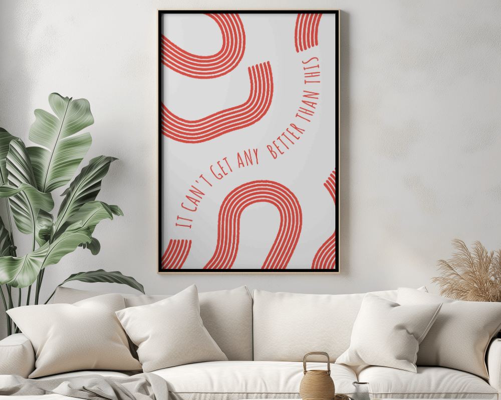 Framed Poster Mockup Above Sofa Set