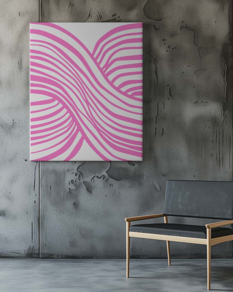 Poster Mockup On Grey Wall With Chair In Front