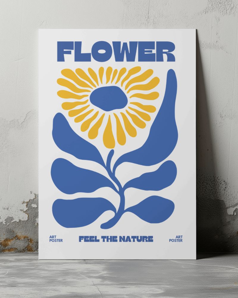 Poster Mockup Standing On Floor With Damaged Wall In Background